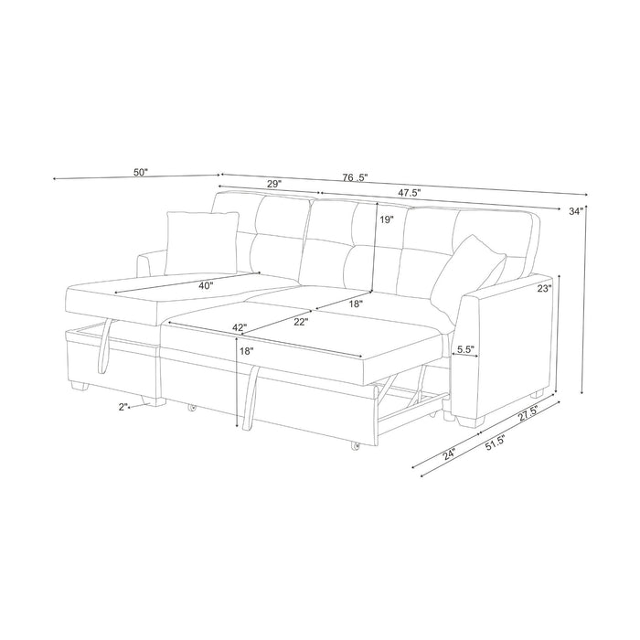 Upholstered Sectional & Pull Out Bed And Chaise Storage Home Essentials