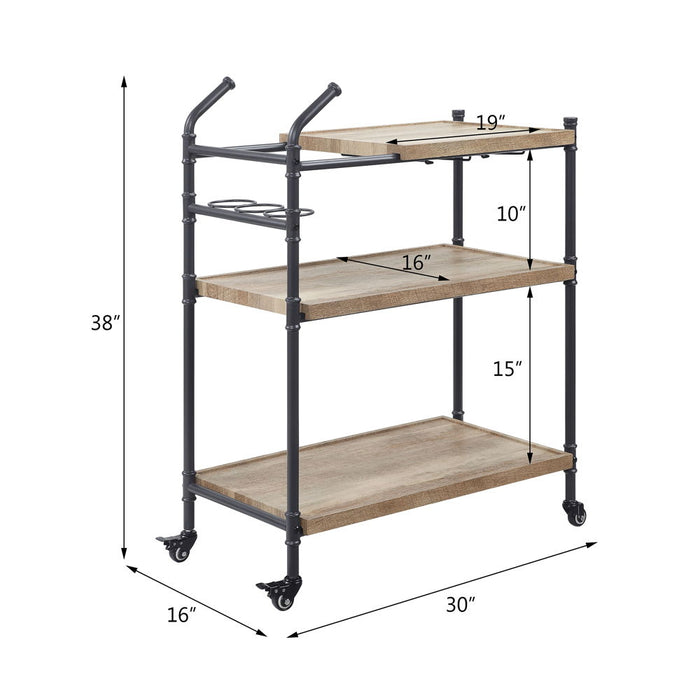 Brantley - Serving Cart - Oak & Sandy Black ACME