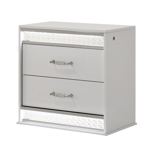 Glam - 2 Drawer Nightstand With LED Lighting - White Matrix Furniture Group