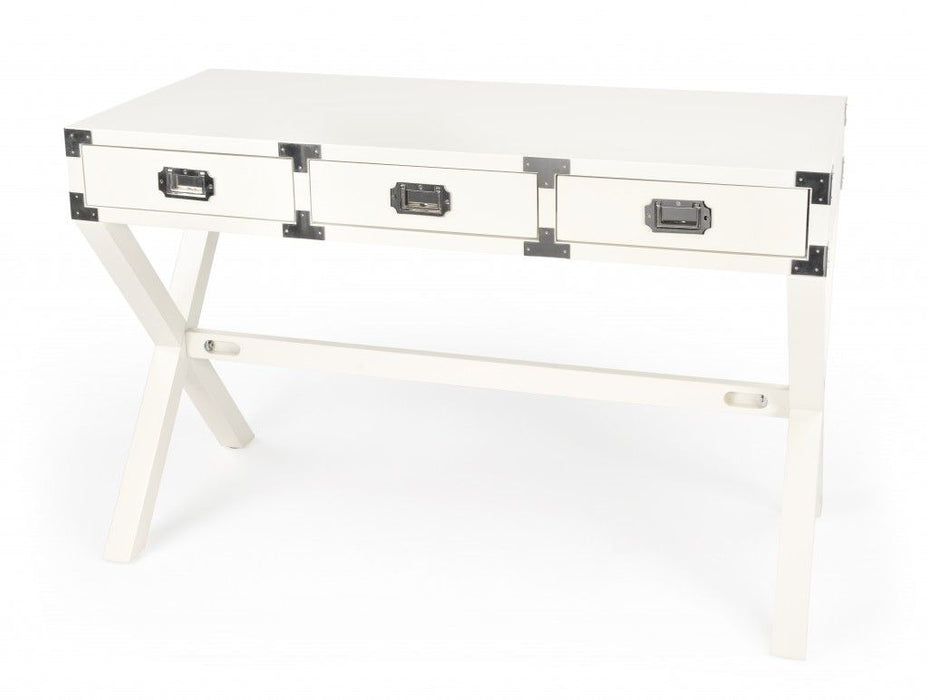 Solid Wood Writing Desk With Three Drawers - White