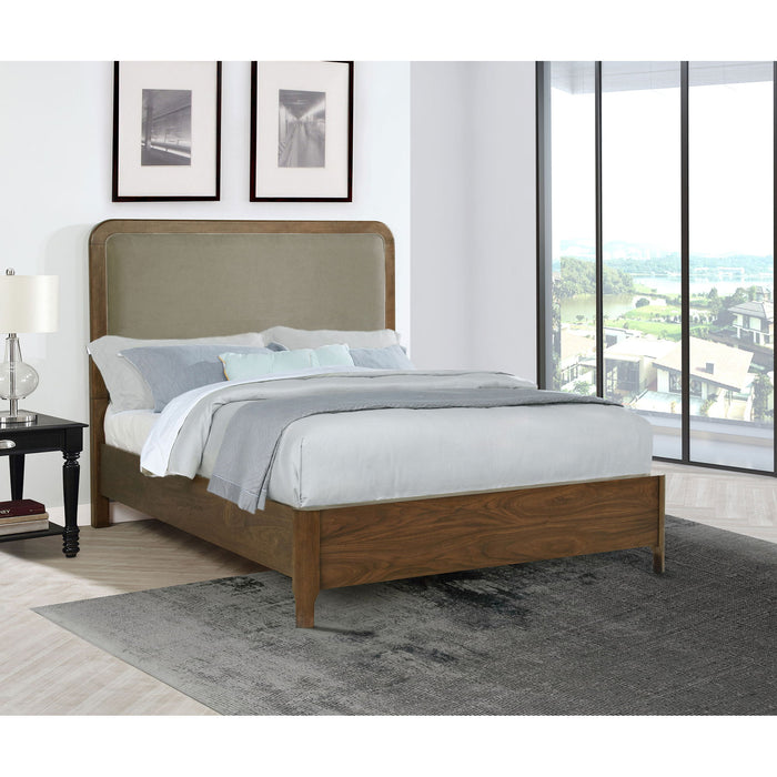 Verona - Queen Upholstered Panel Bed - Walnut Furniture Max