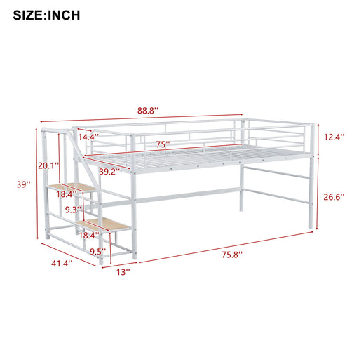 Loft Bed With Storage Stairs And Metal Frame Dreamland