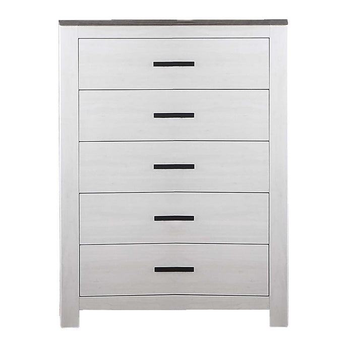 1 Piece Chest 2 Tone Sleek Bar Bedroom Furniture - White Home Essentials