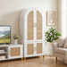 Tall Arched Cabinet With Rattan Doors & Adjustable Shelves Home Essentials