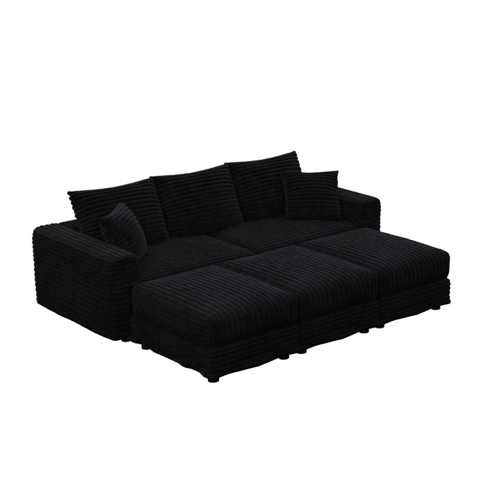 Deep Seat Convertible Sofa With Soft Pillows And Ottomans Home Essentials
