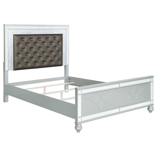Arabesque - 4 Piece Queen Bedroom Set With LED Headboard - Silver Furniture Max
