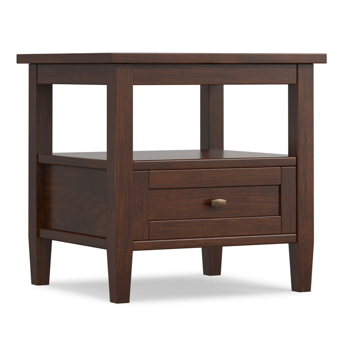 Warm Shaker - End Table With Smooth Drawer Storage - Brown Simpli-Home