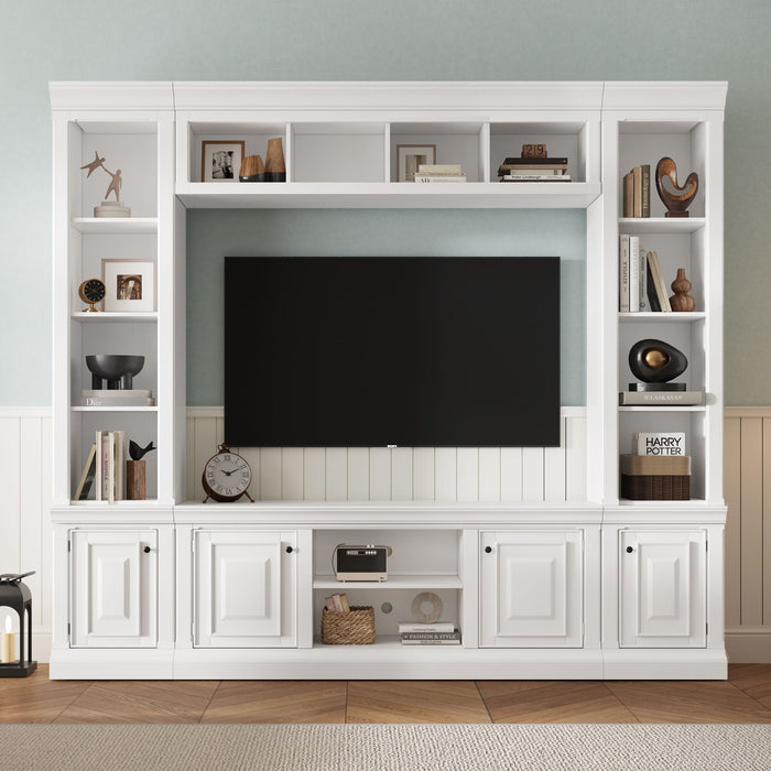 TV Stand With Hutch, Large Entertainment Center With Adjustable Shelves Hearth and Haven