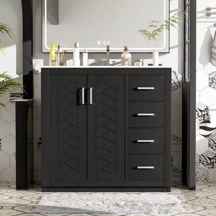 Retro Style Bathroom Vanity, 3 Drawers & Soft Closing Doors Hearth and Haven