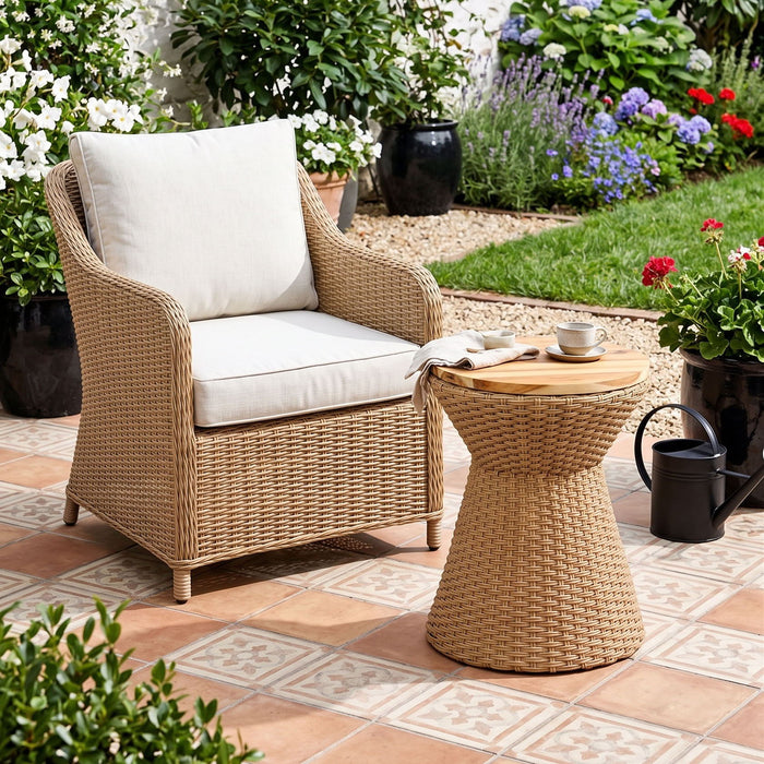 Stool With Lid, Wicker Accent Table, Indoor Outdoor Side Table - Brown White Daily Nest