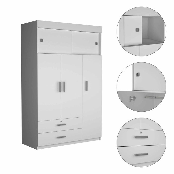 47" Two Drawer Combo Dresser - White