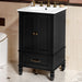 20" Bathroom Vanity With Sink Cabinet With 2 Doors, 2 Drawer, Magnetic Door Stopper, Adjustable Feet, Drop In Sink - Black Hearth and Haven