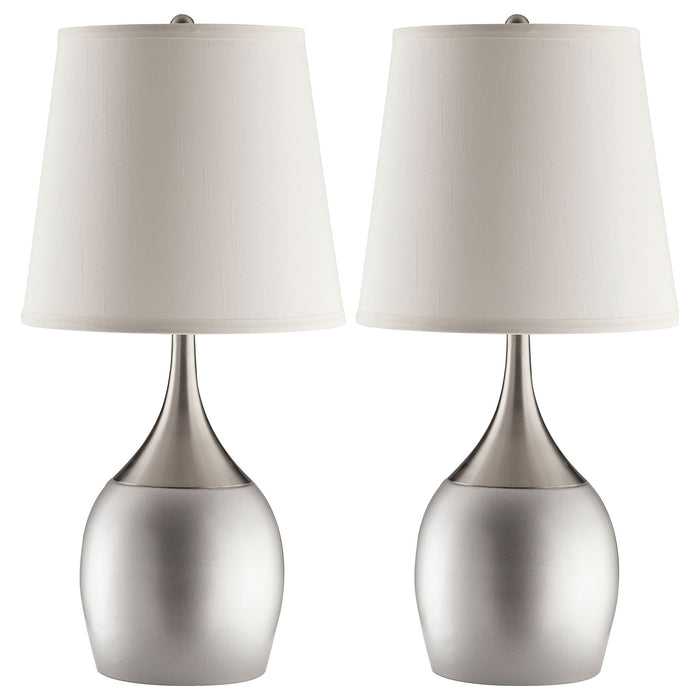 Droplet Empire - Shade Urn Table Lamp (Set of 2) - Silver Furniture Max