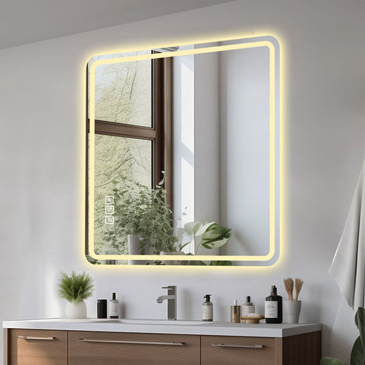LED Bathroom Mirror, Anti Explosion Glass, Rust Resistant, Anti Fog, Tri Color Daily Nest