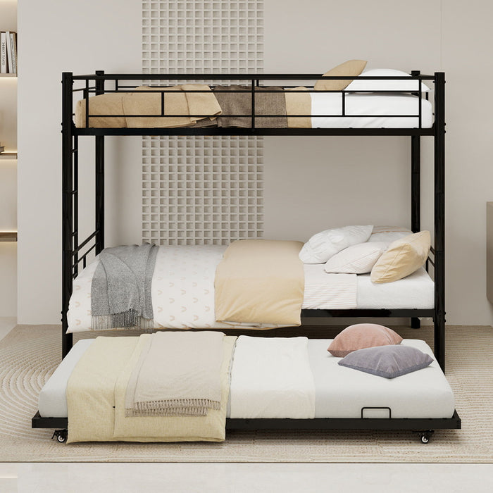 Metal Bunk Bed For Kids, Convertible Bedframe With Ladders & Guardrail Home Essentials