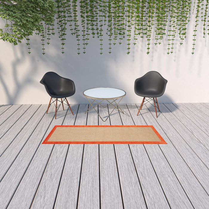 2' X 8' Stain Resistant Indoor / Outdoor Area Rug - Orange