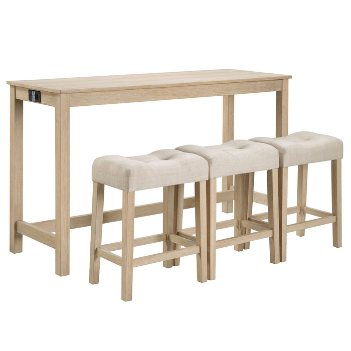 4 Piece Bar Table Set With Power Outlet Home Essentials