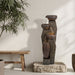 Outdoor Water Fountain, 4 Tier Cascading Bowl With Warm LED Lights For Patio - Brown / Tan Daily Nest