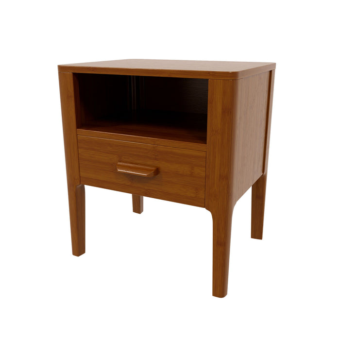 Nightstand With Drawer And Open Shelf - Brown Hearth and Haven
