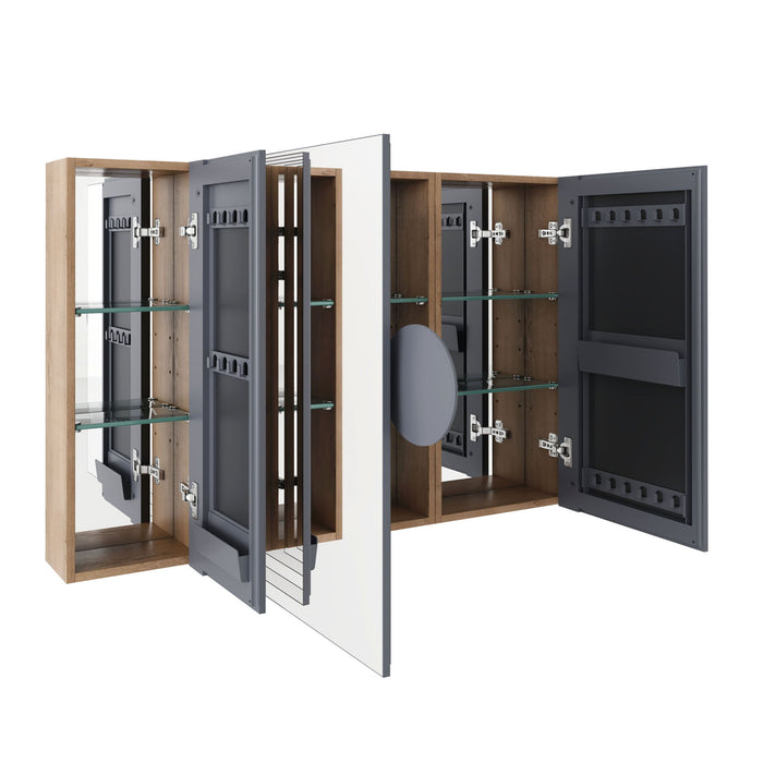 Wall Mounted Bathroom Cabinet With Adjustable Shelves Storage Cabinet - Imitative Oak Home Essentials