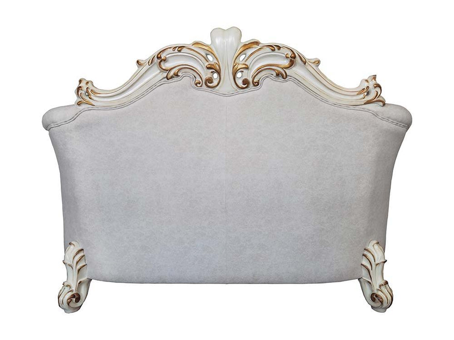 Vendome II - Loveseat With 4 Pillows - Two Tone Ivory Fabric & Antique Pearl ACME