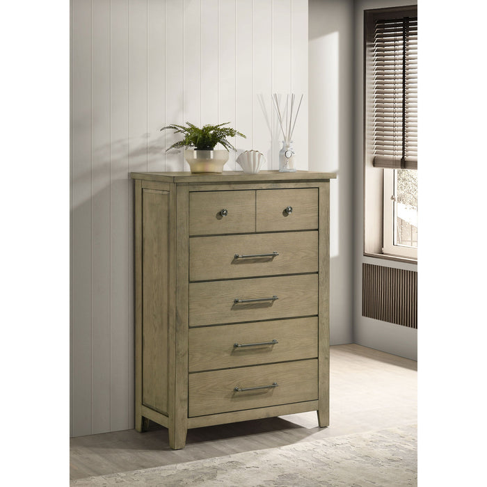 Pelton - 5 Drawer Chest - Oak Furniture Max