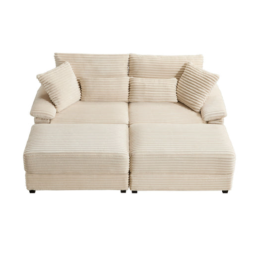 Double Chaise Lounge Set With Reversible Storage Ottomans, USB Port Home Essentials