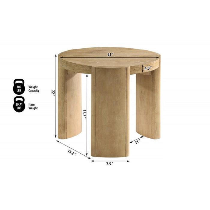 21" Kepler Drift Round End Table, Living Room 1 Piece Sofa Side Table With Curved Legs - Driftwood Home Essentials