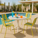 4 Piece Set Of Modern Striped Color Blocking Single Chairs With Round Table Home Essentials
