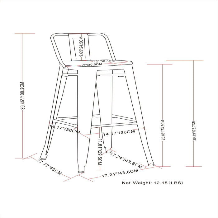Rayne - Curved Back Metal Stool (Set of 2) Simpli-Home