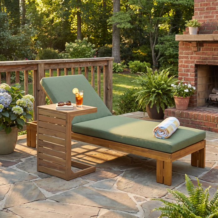 Outdoor Chaise Lounge Set & Side Table, 5 Position Adjustable Patio Recliner Noble House