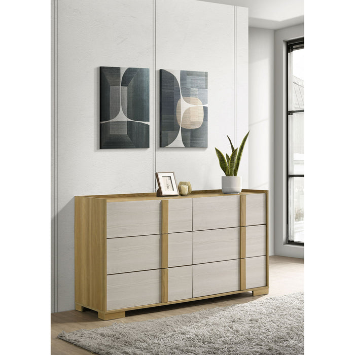 Lincoln - 6 Drawer Dresser - Natural / White Furniture Max