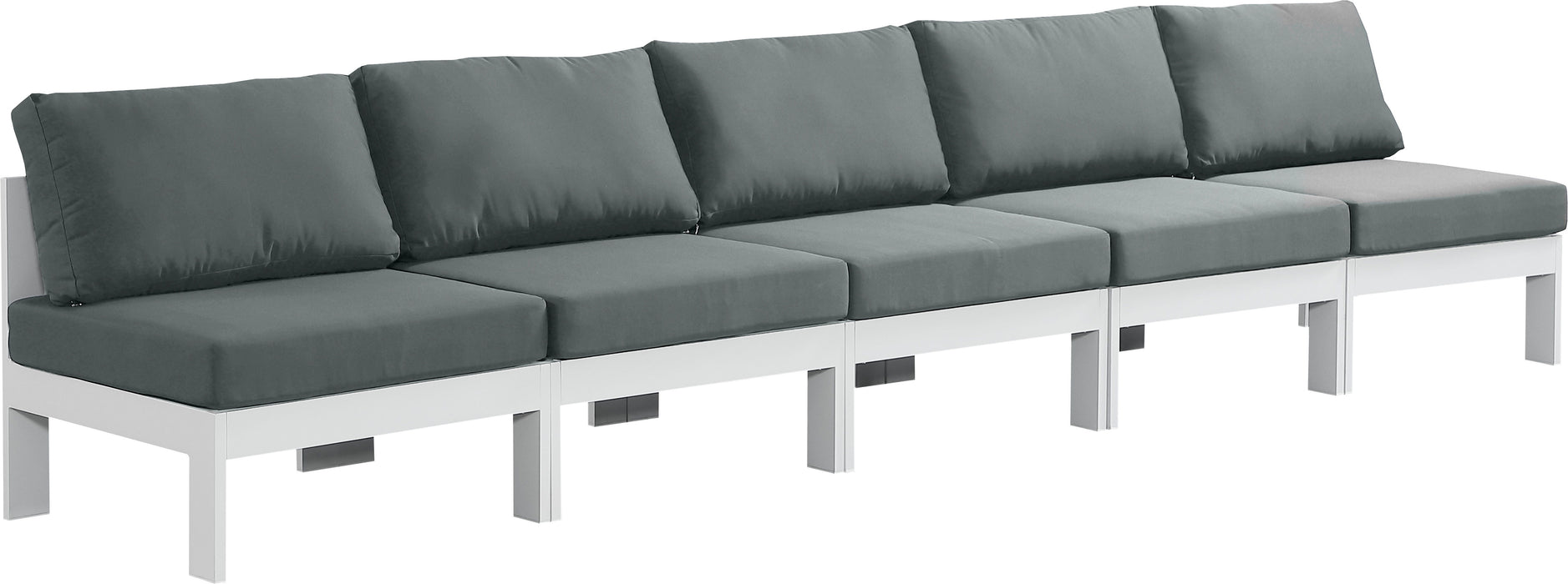 Nizuc - Outdoor Patio Modular Sofa 5 Seats - Grey - Metal - Modern & Contemporary