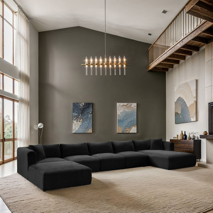 Shaggy - Fabric 6 Piece Modular Sectional With Chaise Meridian Furniture