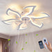 Flower Ceiling Fan With LED Dimmable Light, Flush Mount Ceiling Fan With Remote Control, Low Profile Design, 6 Speeds, Timing Function Daily Nest