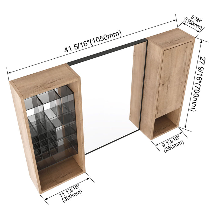 41.3" Wall Mounted Cabinet With Storage, Medicine Cabinet With Door And Adjustable Shelves - Imitative Oak Home Essentials