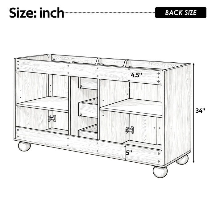 Bathroom Vanity Cabinet Only, 3 Drawers 4 Doors, Soft Close, Adjustable Shelf - Wood Noble House