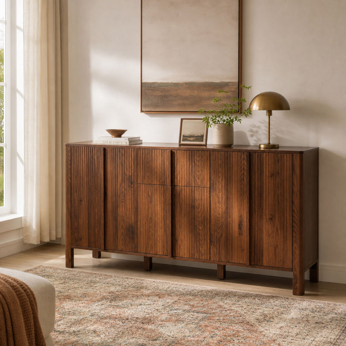 Colored Fluted Sideboard With 3 Doors And 1 Drawer Noble House