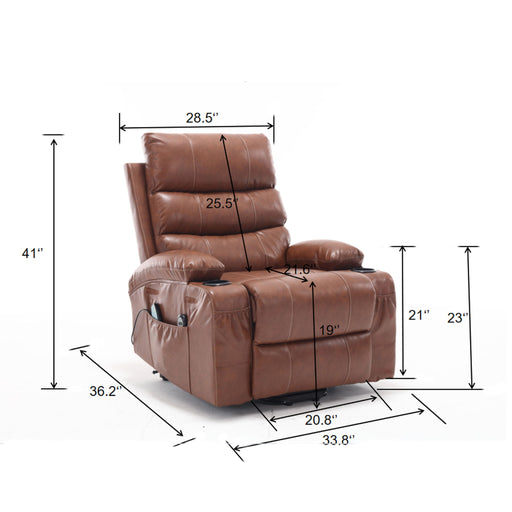 Large Size Electric Power Lift Recliner Chair Sofa With 8 Point Vibration Massage And Lumbar Heat Home Essentials