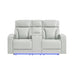 Julian - Power Console Reclining Loveseat, LED & Speaker - Silver Global Furniture USA