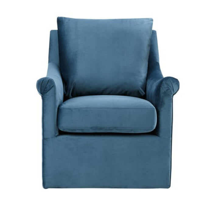 Swivel Chair With Curved Arms And Straight Back - Blue