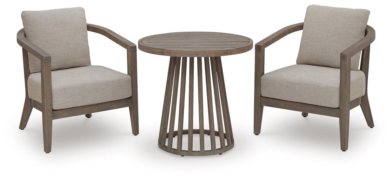 Joy Lagoon - Outdoor Chairs With Cushions/Table (Set of 3) - Beige Signature Design by Ashley®