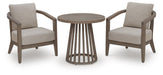 Joy Lagoon - Outdoor Chairs With Cushions/Table (Set of 3) - Beige Signature Design by Ashley®