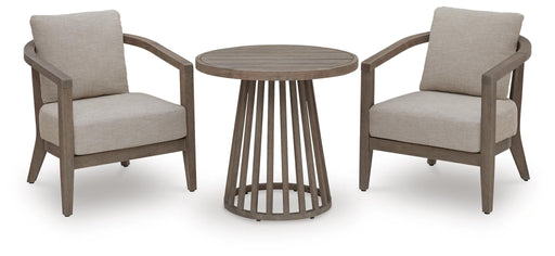 Joy Lagoon - Outdoor Chairs With Cushions/Table (Set of 3) - Beige Signature Design by Ashley®