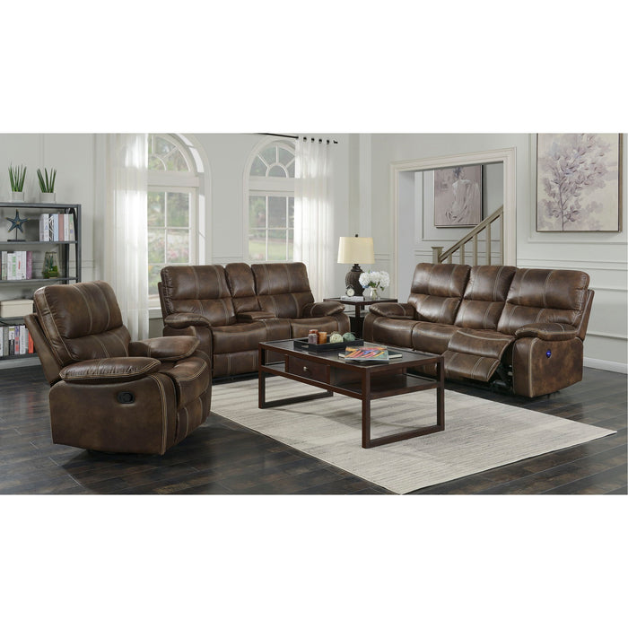 Power Reclining Loveseat - Brown - Fabric Emerald Home