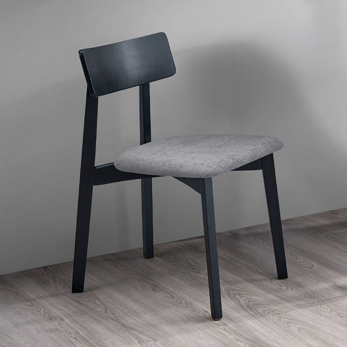 Real - Side Chair Set of 2) - Gray Linen & Black