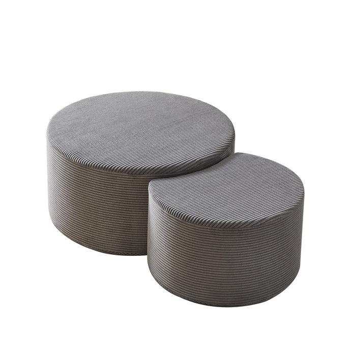 Modern Upholstered Round Coffee Table For Living Room (Set of 2) Home Essentials