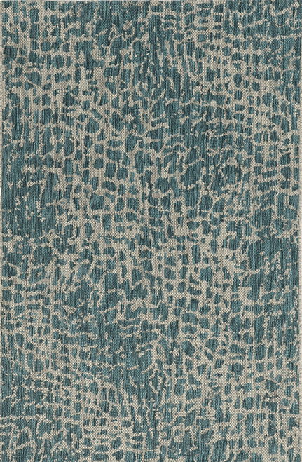 3' X 4' Machine Woven UV Treated Animal Print Indoor / Outdoor Accent Rug - Teal