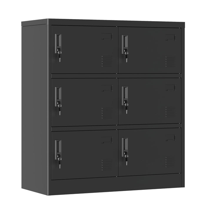 6 Door Employee Storage Locker, Lockers For Office, Gym, School, And Home With Card Slot - Black Home Essentials