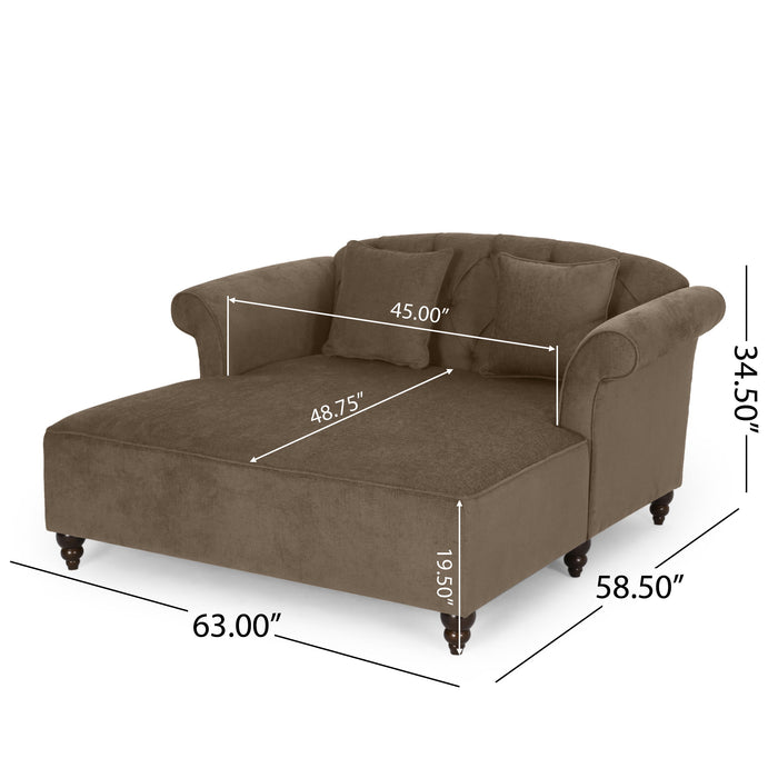 Loveseat Chaise Lounge - Brown